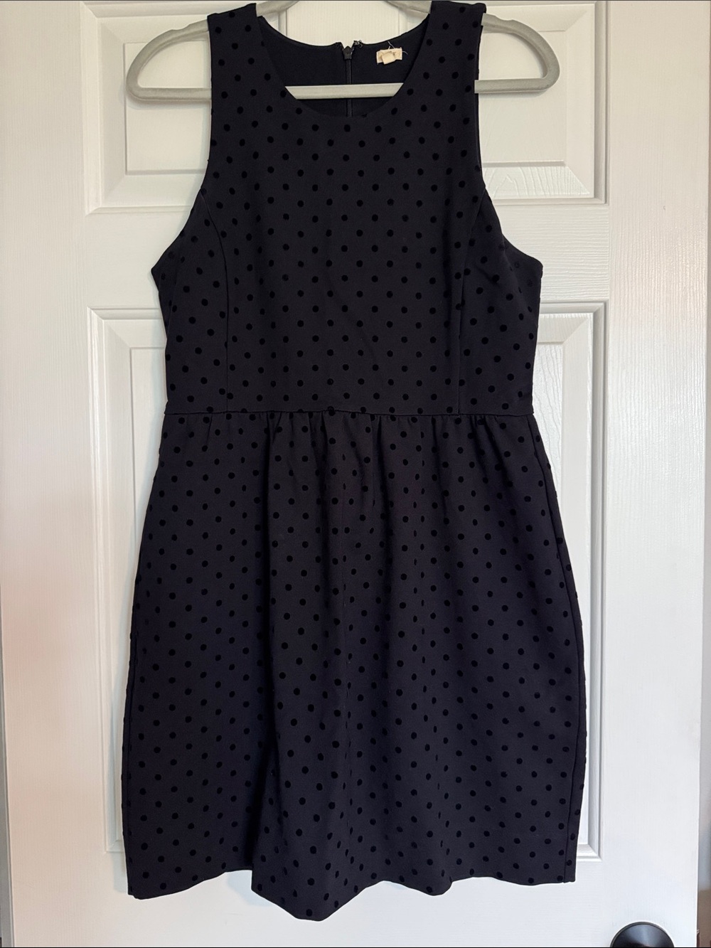 JCrew Sleeveless Navy Polka Dot Fit & Flare Dress